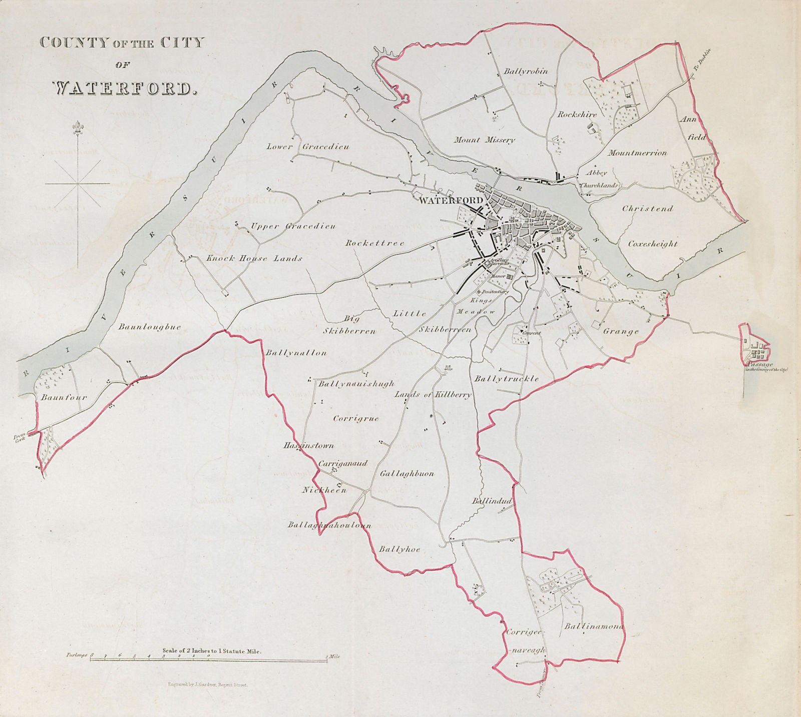 COUNTY OF THE CITY OF WATERFORD town/borough plan. REFORM ACT. Munster 1832 map